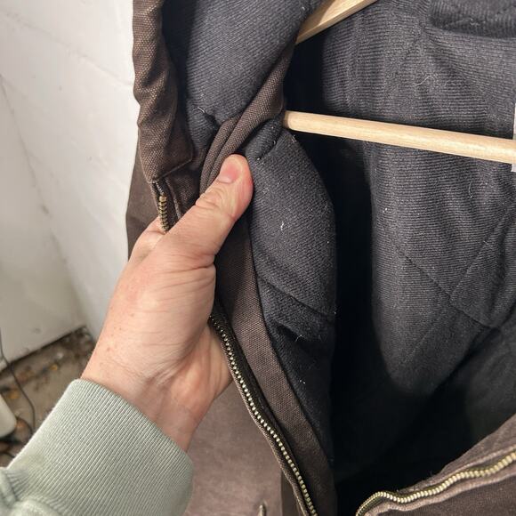 Y2K Carhartt Quilted Hooded Active Jacket “Dark Brown” WJ130 - Picture 9 of 9
